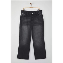 Antrasit Yüksek Bel Geniş Paça Büyük Beden Wide Leg Jeans TBBAW23CJ00020