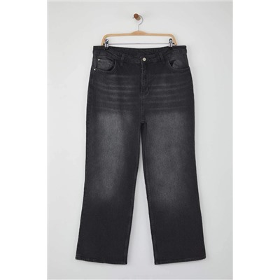 Antrasit Yüksek Bel Geniş Paça Büyük Beden Wide Leg Jeans TBBAW23CJ00020