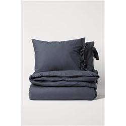 Tie-detail Double/king Duvet Cover Set Dark Grey