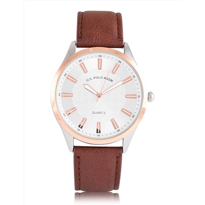 MENS BROWN STRAP GOLD ACCENT WATCH