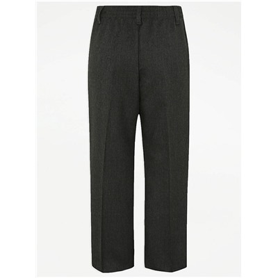 Boys Grey Plus Fit Half Elastic School Trouser 2 Pack