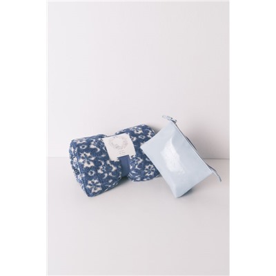 Manta polar sherpa print floral azul