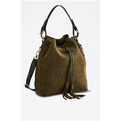 Bolso saco de piel Jila Verde botella