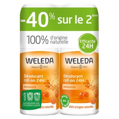 Weleda Sanddorn Deodorant Roll-on 24H 2 x 50 ml