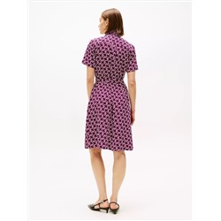 Monogram Print Belted Shirtdress