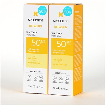 S*sd*rma PACK Duplo Repaskin Tacto Seda SPF50+ 50 ml 50% Descuento Segundad Unidad