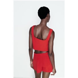 BUSTIER TOP WITH RHINESTONE BUTTONS
