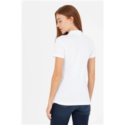 Kadın Beyaz Basic Polo Yaka Tişört