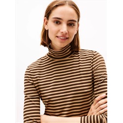 Long-Sleeve Stripe Turtleneck T-Shirt