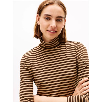 Long-Sleeve Stripe Turtleneck T-Shirt