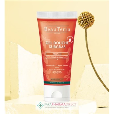 BeauTerra Gel Douche Surgras - Monoï 100 mL - Format Voyage