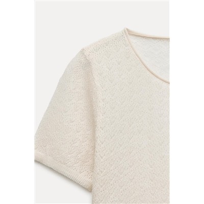 FINE KNIT OPENWORK T-SHIRT