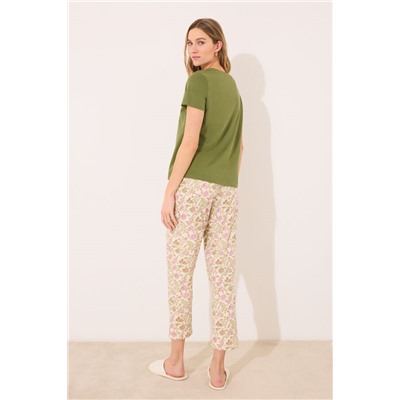 Pantalón largo 100% algodón flores