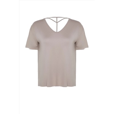 Vizon Yaka Detaylı Örme T-Shirt TBBSS22TS0877
