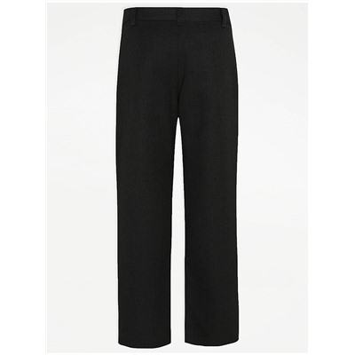 Boys Charcoal Longer Length Regular Leg School Trouser 2 Pack