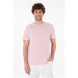 Erkek Regular Fit Bisiklet Yaka Açık Pembe Basic Tişört