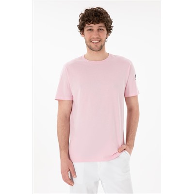 Erkek Regular Fit Bisiklet Yaka Açık Pembe Basic Tişört