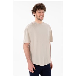 Erkek Long Fit Bisiklet Yaka Taş Basic Tişört