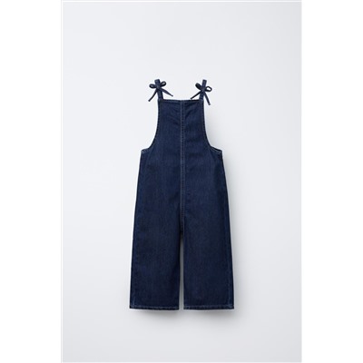 DENIM DUNGAREES WITH BOWS