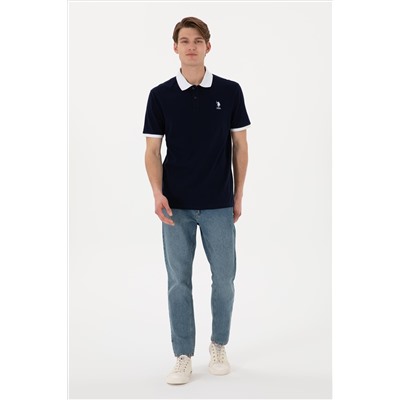 Erkek Regular Fit Polo Yaka Lacivert Basic Tişört