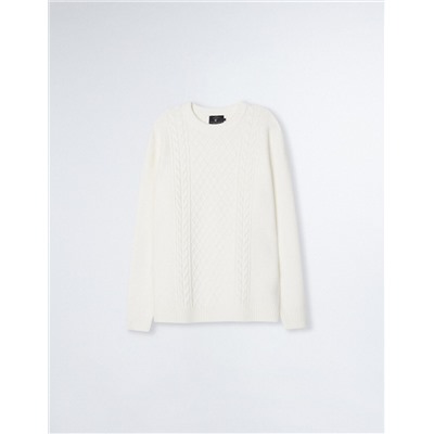 Braided Knitted Jumper, Men, White