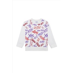Çocuk Ekru Bisiklet Yaka Sweatshirt