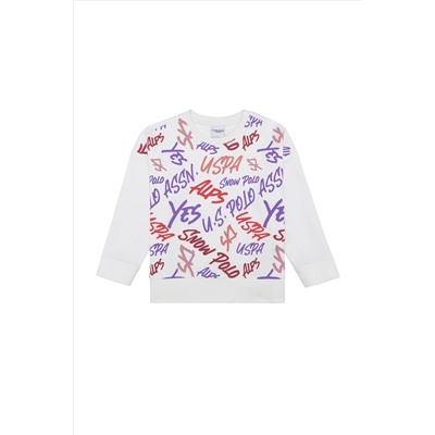 Çocuk Ekru Bisiklet Yaka Sweatshirt