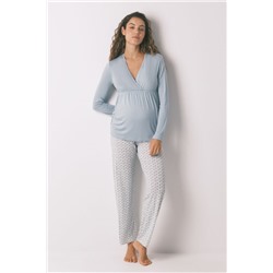 Pijama Capri "maternity" técnica soft touch azul