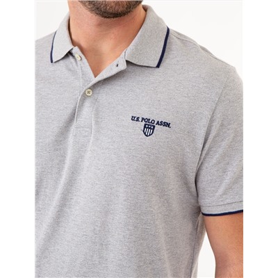 MARLED YARN POLO SHIRT WITH EMBROIDERED CREST