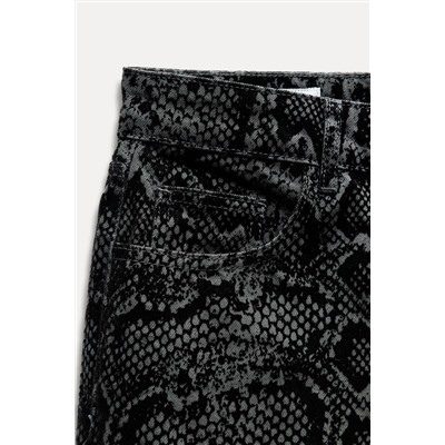 TRF MID-WAIST FLOCKED ANIMAL PRINT JEANS