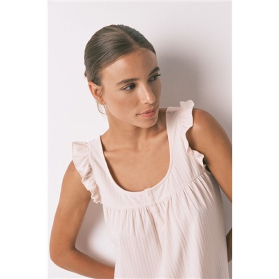 Camisón corto canalé rosa