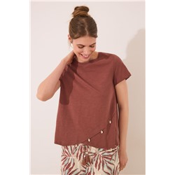 Camiseta manga corta 100% algodón marrón