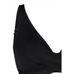Siyah Derin V Büzgülü Büyük Beden Bikini Üstü TBBSS23CT00011