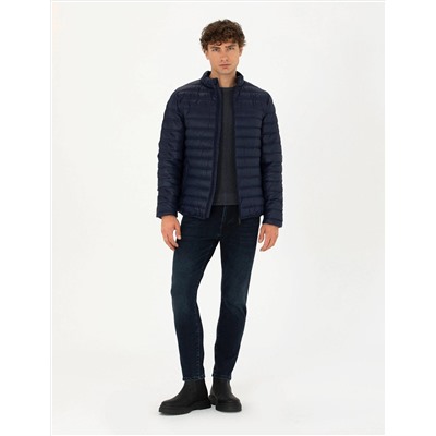Lacivert Cropped Slim Mont