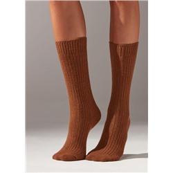 Kurze Socken in Rippe mit Wolle und Kaschmir