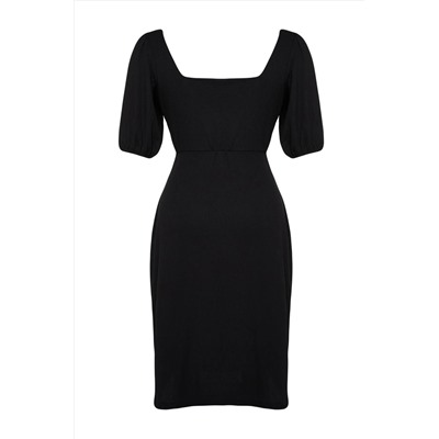Siyah Yırtmaçlı Örme Elbise TBBSS23AH00280