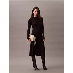 Smooth Cotton Rib Mock Neck Sweater Dress