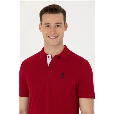 Erkek Bordo Polo Yaka Basic T-Shirt