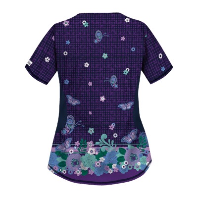 UA Butterfly Chic Grape Scrub Top