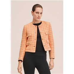 Chaqueta tweed bolsillos -  Mujer | MANGO OUTLET Melilla