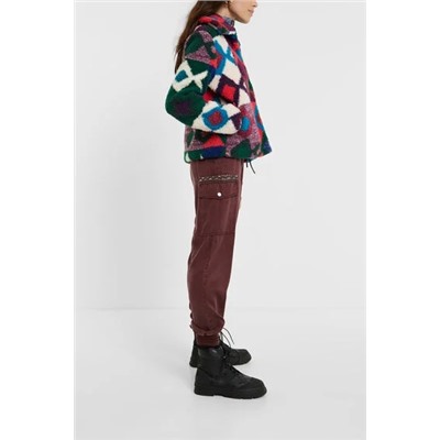 Chaqueta corta de pelo multicolor