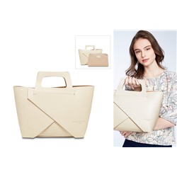 Bolso de piel y neceser Rita Beige