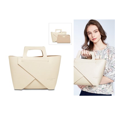 Bolso de piel y neceser Rita Beige
