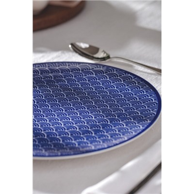 Reve Bleu Saphir Servis Tabağı - 25 cm - Mavi/Beyaz