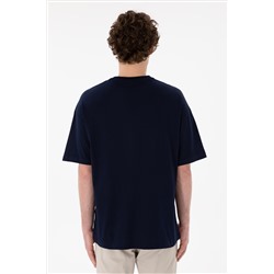 Erkek Oversize Fit Bisiklet Yaka Lacivert Tişört