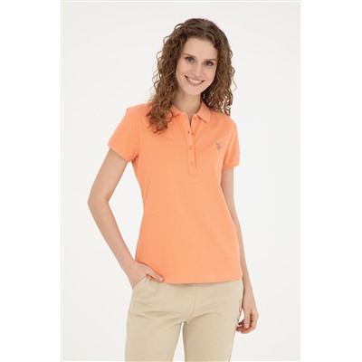 Kadın Somon Basic Polo Yaka Tişört