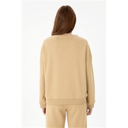 Kadın Kum Bisiklet Yaka Sweatshirt