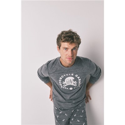 Pijama largo hombre polar "Motorcycle"