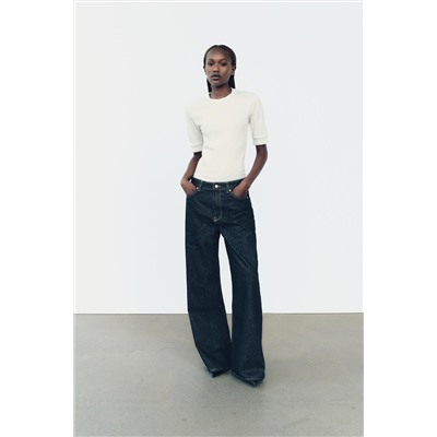 RIBBED TOP WITH EMBELLISHED TRIM