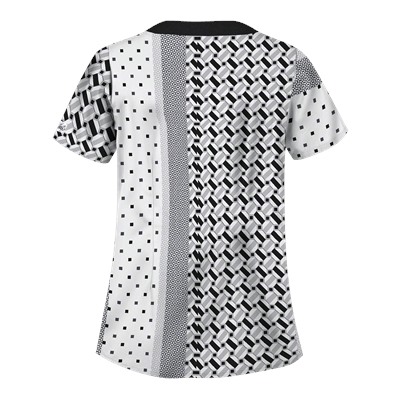 UA Retro Rhapsody White Print Scrub Top